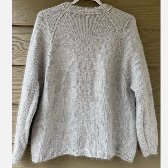 Handmade Women's Hand Knitted Gray Mink Wool Blend Sweater Pullover Size L-XL-1X - Picture 7 of 8